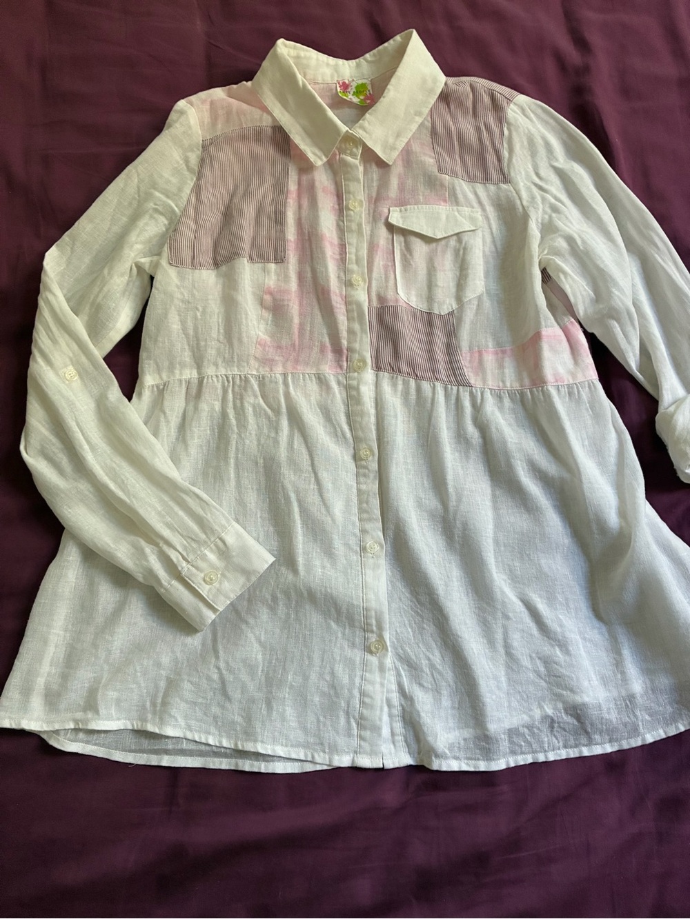 Flowy linen/cotton top by Free People size L fits like M